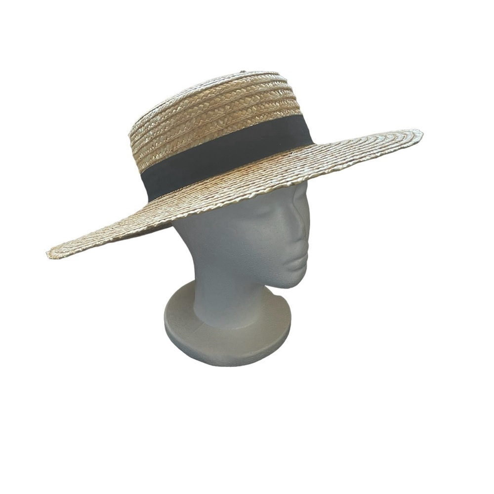 Wheat Straw Hat with Black Ribbon -  M/L